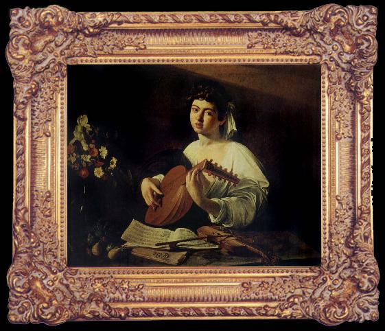 framed  Caravaggio The Lute Player, Ta024