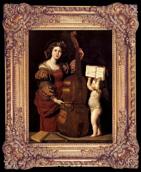 framed  Domenichino Sainte Cecile avec un ange tenant une partition musicale, Ta024