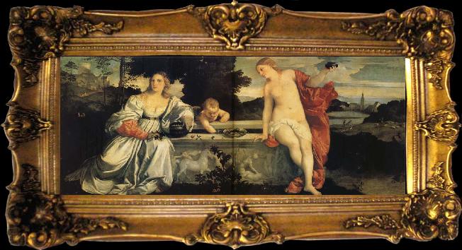 framed  Titian Sacred and Profanc Love, Ta026