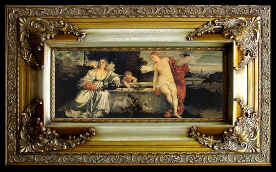 framed  Titian Sacred and Profanc Love, Ta051