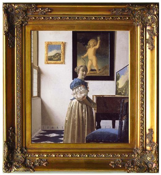 framed  JanVermeer A Young Woman Standing at a Virginal, Ta057