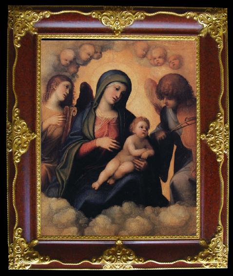 framed  Correggio Madonna and Child with Angels playing Musical Instruments, Ta119-3