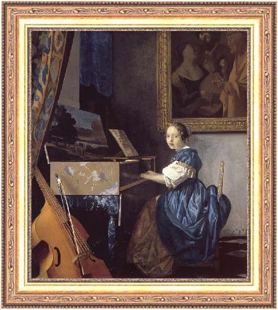 framed  JanVermeer A Young Woman Seated at a Virginal, Ta3070-1